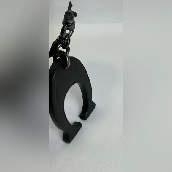 Coach Black Leather C Keychain with Rhinestone Gem Accents - Picture 8 of 9